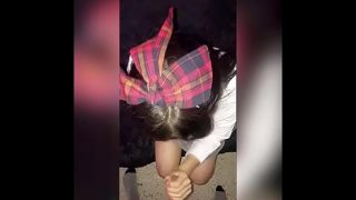 Busty office girl sucking security guard in elevator Video